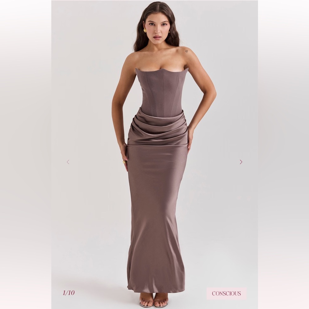 HOUSE OF CB 'Persephone" Smoke Strapless Corset Maxi dress NWOT